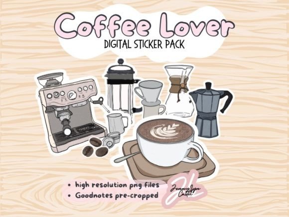 Download Coffee Lover Digital Sticker Pack - Premium Resources